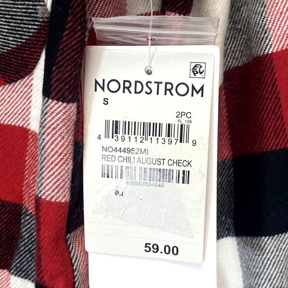 NORDSTROM Women's Red Chili August Check 2-Piece Button-Front Pull-on Pajama Set - Picture 14 of 14